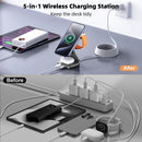 AC Island 5-in-1 MagSafe Wireless Charging Station - Foldable Charger for iPhone, Apple Watch & AirPods (Grey)