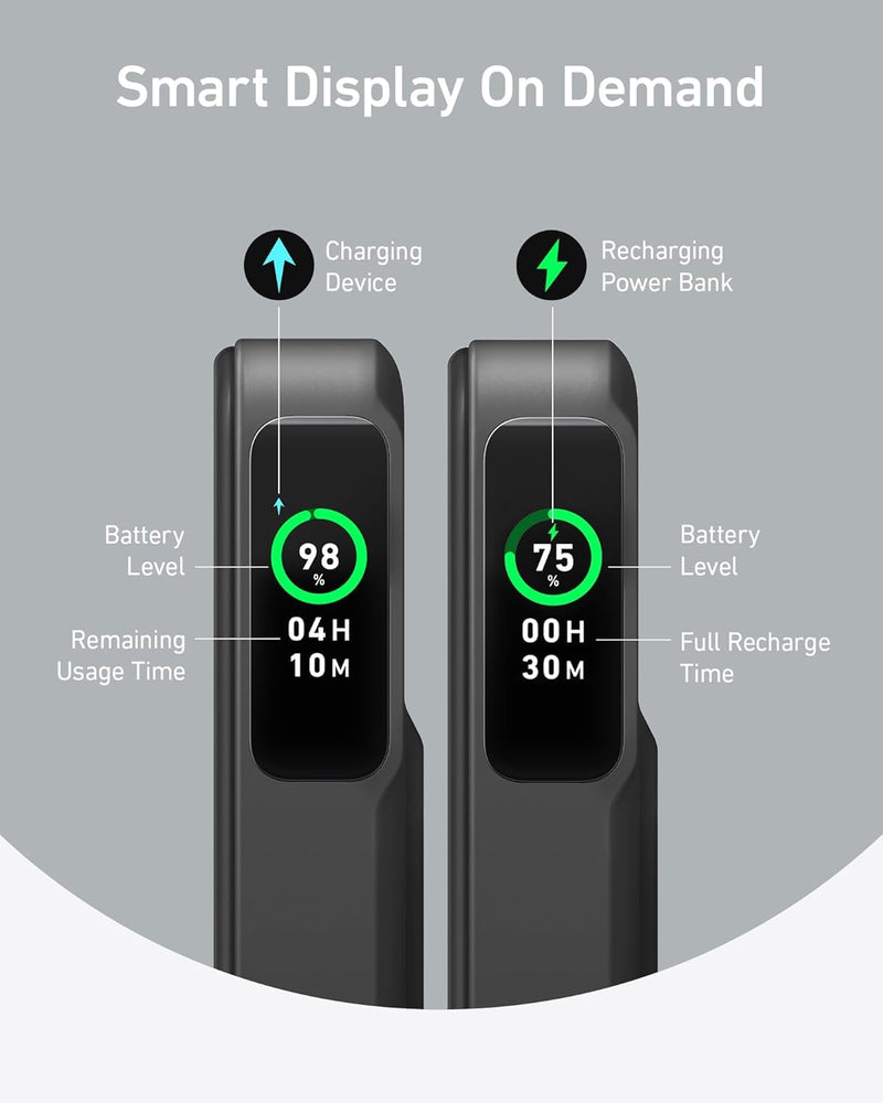 Anker MagGo 10,000mAh Power Bank - Qi2 Certified 15W MagSafe-Compatible Charger with Smart Display & Foldable Stand for iPhone 16/15/14/13