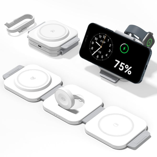 3-in-1 Wireless Charging Station for Apple - Foldable Magnetic Fast Charger for iPhone, Apple Watch & AirPods