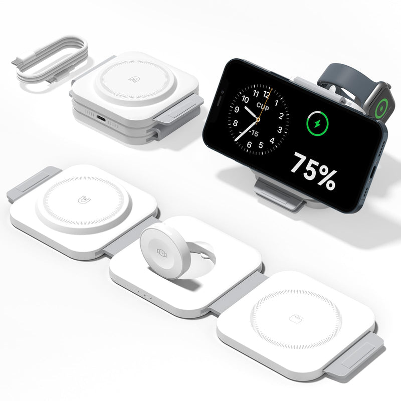3-in-1 Wireless Charging Station for Apple - Foldable Magnetic Fast Charger for iPhone, Apple Watch & AirPods