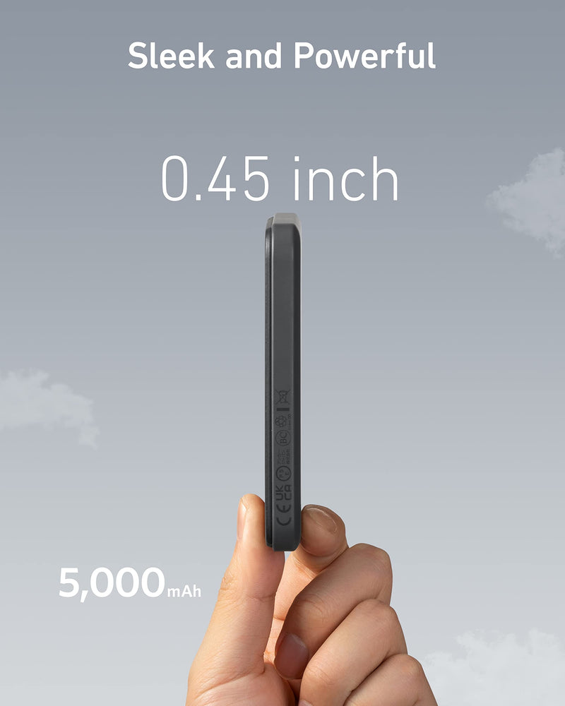 Anker 621 MagGo 5000mAh Magnetic Power Bank - Wireless Charger with USB-C for iPhone 16/15/14/13/12 Series