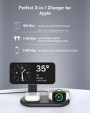 3-in-1 Wireless Charging Station for Apple - 15W Fast Foldable MagSafe Charger for iPhone, Apple Watch & AirPods