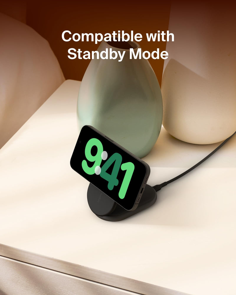 Belkin BoostCharge MagSafe 15W Foldable Wireless Charger - Portable Fast Charger for iPhone & AirPods (Black)