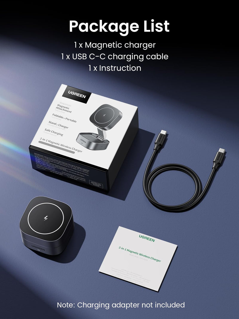 UGREEN MagFlow 2-in-1 MagSafe Wireless Charger - Magnetic Charging Stand for iPhone & AirPods
