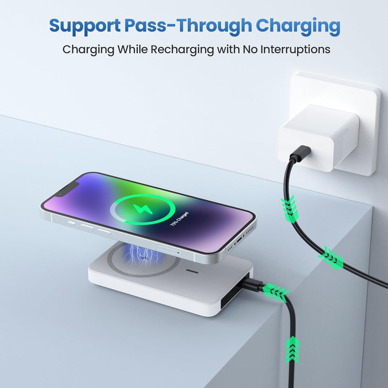10000mAh Wireless Magnetic Power Bank - 20W Fast Charging Portable Charger for iPhone, Samsung, iPad & Android