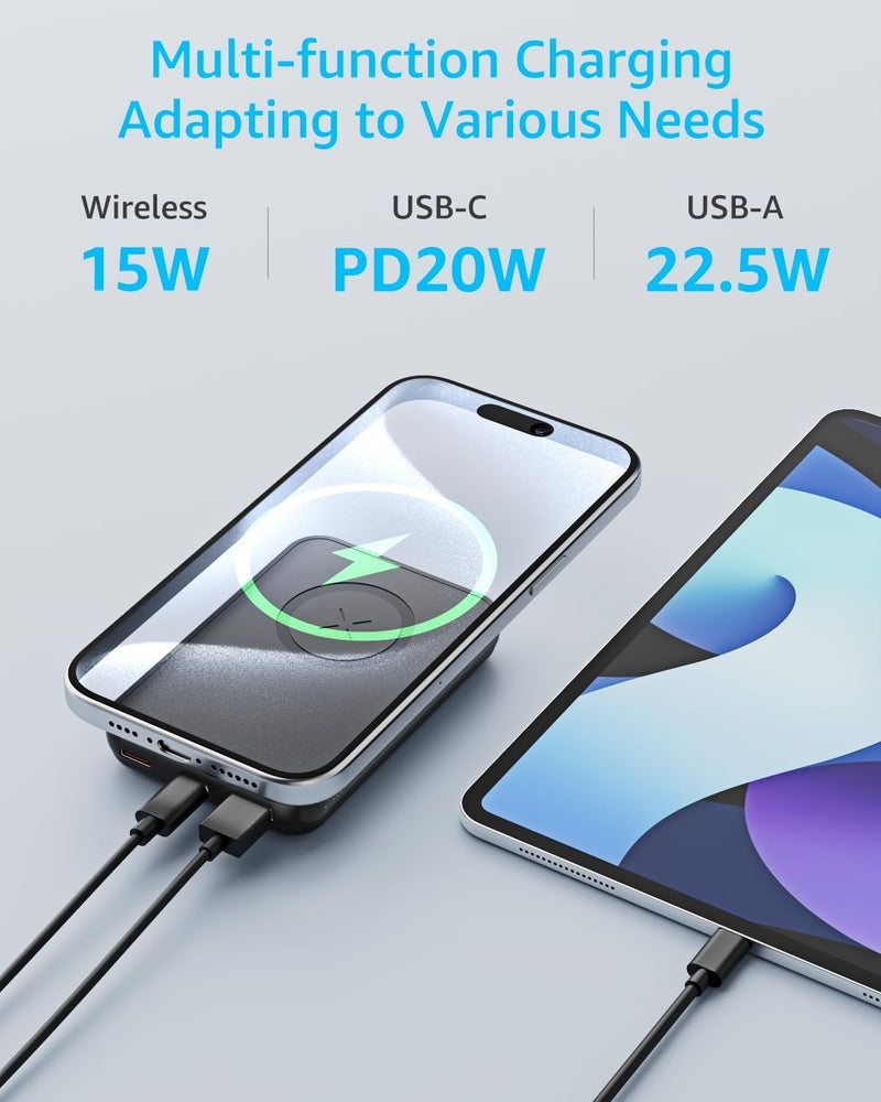 LL TRADER 006 Magnetic Wireless Power Bank 10000mAh - Portable Charger for iPhone 12/13/14/15 Series (Black)