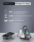 3-in-1 Wireless Charging Station for Apple - 15W Fast Foldable Magnetic Charger for iPhone, Apple Watch & AirPods