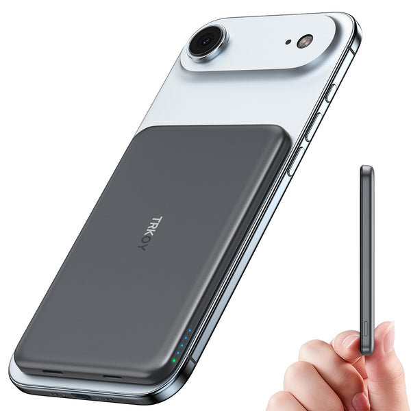 MagSafe Power Bank 5000mAh - Ultra-Slim Wireless Charger, Fast Charging with USB-C for iPhone 17/16/15/14/13/12 (Space Gray)