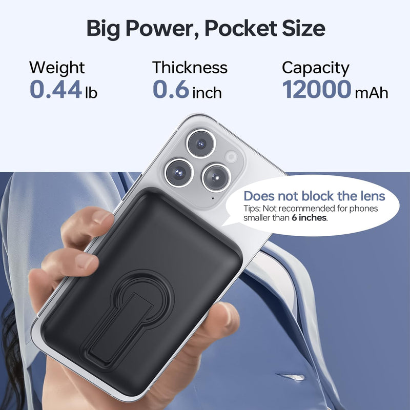 MagSafe Power Bank 12000mAh - 22.5W Fast Charging, USB-C, LED Display for iPhone 17/16/15/14/13/12 Pro/Pro Max