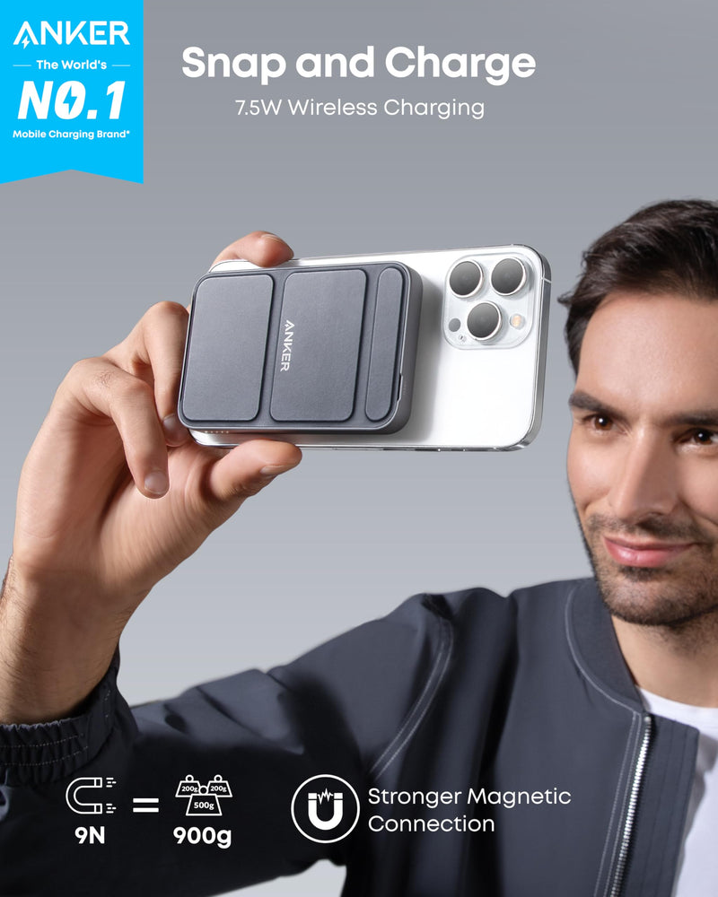 Anker 622 MagGo 5000mAh Magnetic Power Bank - Foldable Wireless Charger for iPhone 16/15/14/13/12 Series