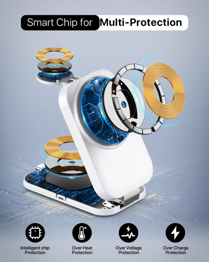 3-in-1 Wireless Charging Station for Apple - Foldable Magnetic Charger, 15W Fast for iPhone, Apple Watch & AirPods