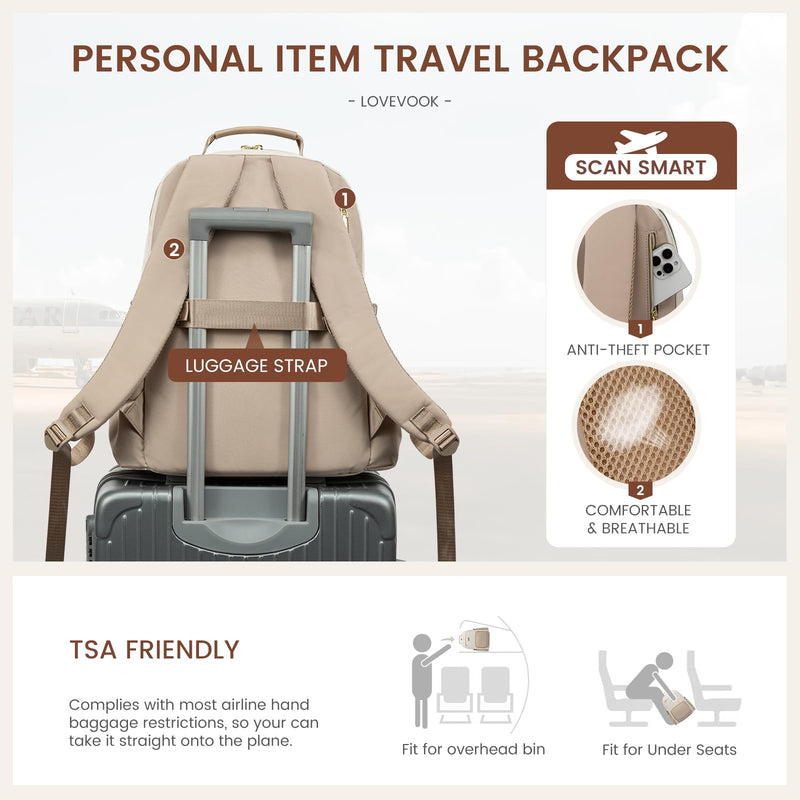 LOVEVOOK 15.6" Laptop Backpack for Women - Waterproof, Large Capacity, Travel & Business Bag
