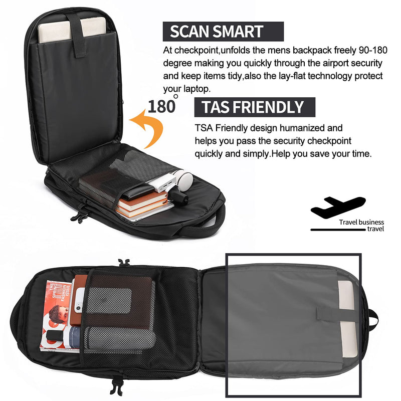 50L Extra Large Backpack for Men - Water-Resistant, USB Port, Anti-Theft, TSA Approved, Fits 17" Laptop (Black)