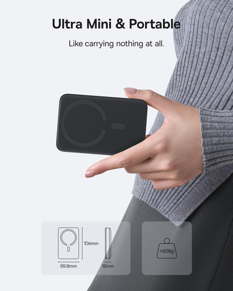 Baseus Enerfill 10000mAh MagSafe Power Bank - PD 22.5W Wireless Charger for iPhone 17/16/15/14/13/12
