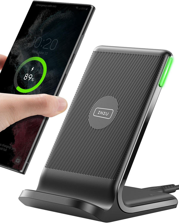 INIU 15W Wireless Charger Stand - Qi Fast Charging Dock for iPhone, Samsung Galaxy & More