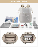 LOVEVOOK 15.6" Laptop Backpack for Women - Waterproof, USB Port, Daypack for Work & Travel (Beige/Khaki)