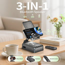 Cell Phone Stand with Bluetooth Speaker & Remote Control - Portable, All-Day Playtime, Compatible with iOS/Android