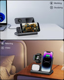 JARGOU 3-in-1 Wireless Charging Station for Apple - Fast Charger for iPhone, Apple Watch & AirPods