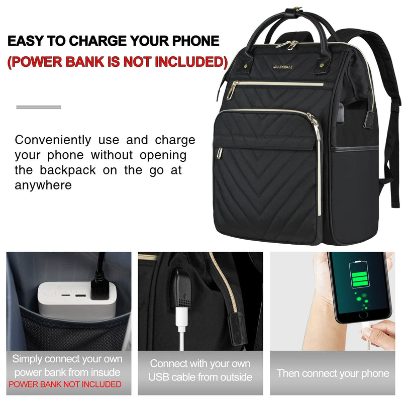 VANKEAN 17.3" Laptop Backpack - Waterproof, USB Port & RFID Blocking, Business & Travel (Black)