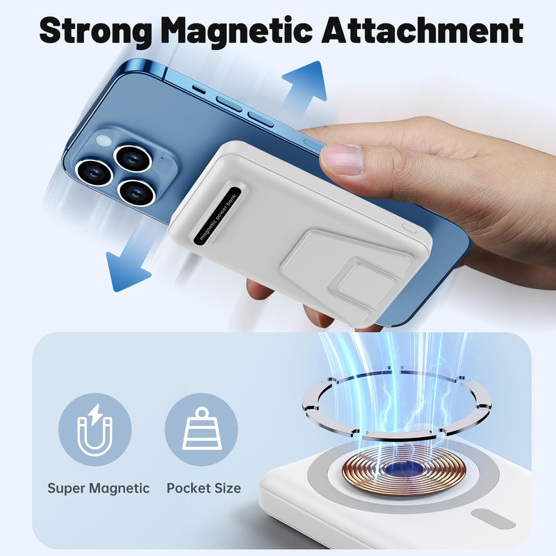 YAGOPAL 10,000mAh Power Bank - PD 22.5W Fast Charging, Wireless Charger with Foldable Stand & LED Display for iPhone 16/15/14/13/12
