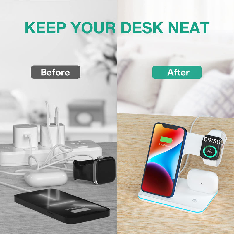 3-in-1 Wireless Charging Station - Dock for iPhone, Apple Watch & AirPods (Lightning Port)