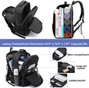 50L Extra Large Travel Laptop Backpack - Water-Resistant, USB Port, Anti-Theft, Fits 17" Laptop (Black)