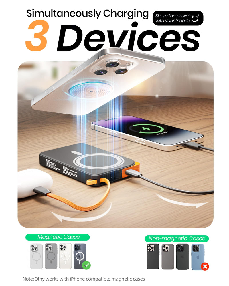 MagSafe Power Bank 10,000mAh - Foldable Stand, 22.5W Fast Charging USB-C, Wireless Charger for iPhone 17/16/15/14/13/12