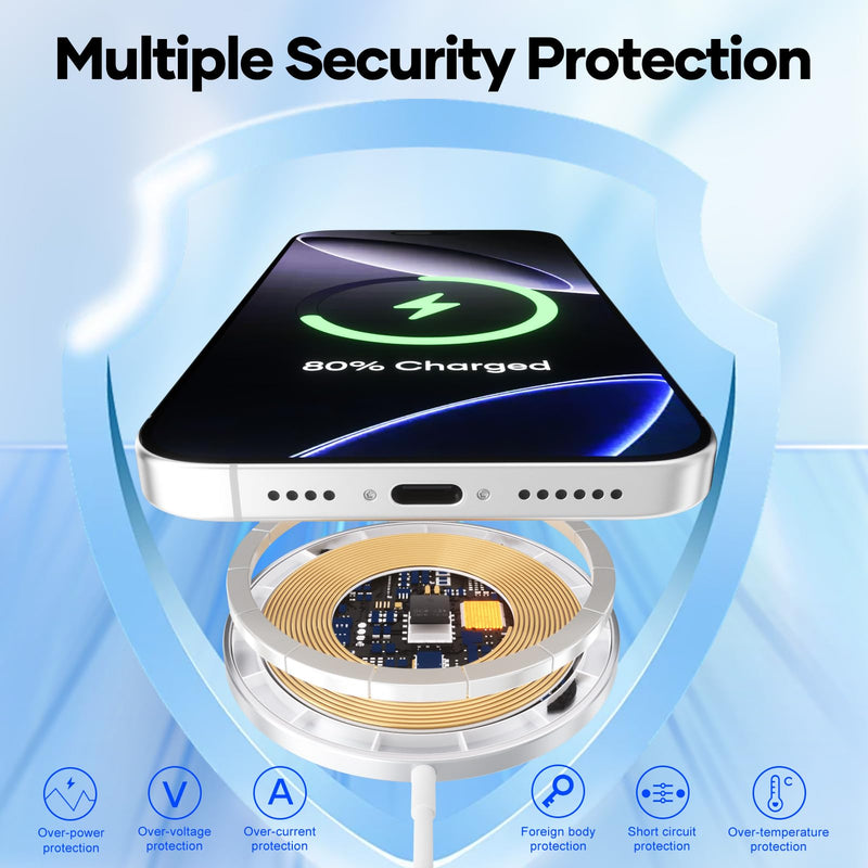 Magnetic Wireless Charger - Fast MagSafe Charger for iPhone 17/16/15/14/13/12 & AirPods