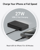 Anker MagGo 10,000mAh Power Bank - Qi2 Certified 15W MagSafe-Compatible Charger with Smart Display & Foldable Stand for iPhone 16/15/14/13