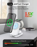 3-in-1 Wireless Charging Station for Apple - Foldable Magnetic Charger, 15W Fast for iPhone, Apple Watch & AirPods