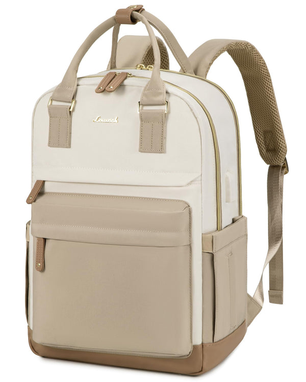 LOVEVOOK 15.6" Laptop Backpack for Women - Waterproof, USB Port, Anti-Theft Rucksack (Khaki)