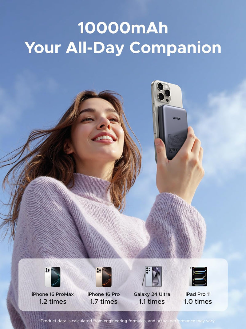 UGREEN Nexode 10000mAh Magnetic Wireless Power Bank - PD 20W Fast Charging for iPhone 17/16/15/14/13/12