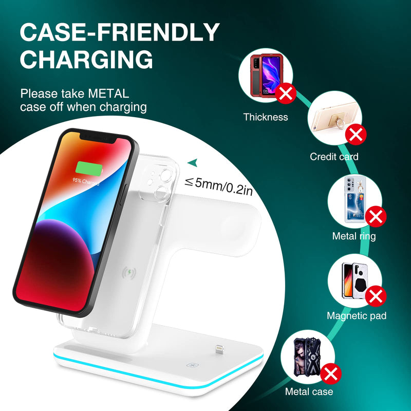 3-in-1 Wireless Charging Station - Dock for iPhone, Apple Watch & AirPods (Lightning Port)