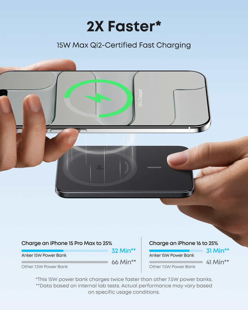 Anker Nano 5000mAh Power Bank - Qi2 15W MagSafe-Compatible Ultra-Slim Portable Charger for iPhone 17/16/15