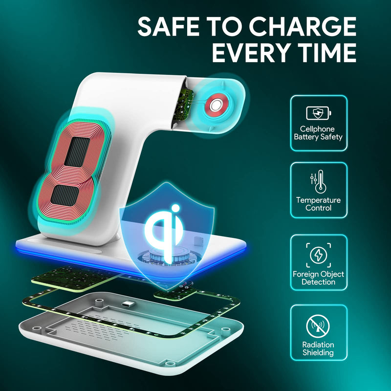 3-in-1 Wireless Charging Station - Dock for iPhone, Apple Watch & AirPods (Lightning Port)