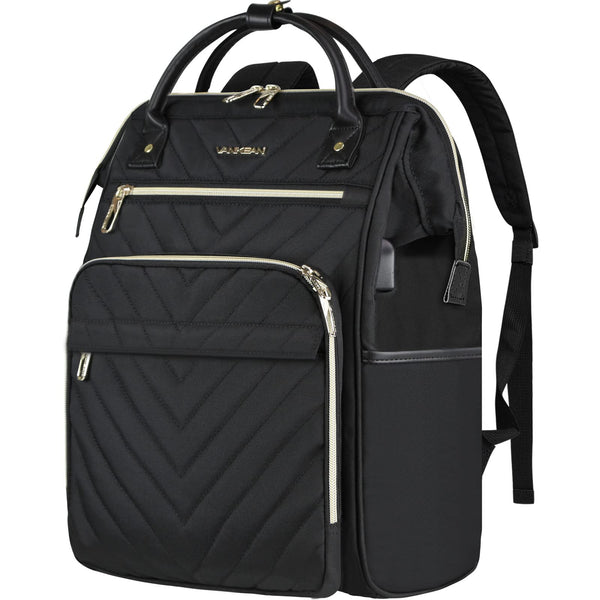 VANKEAN 17.3" Laptop Backpack - Waterproof, USB Port & RFID Blocking, Business & Travel (Black)
