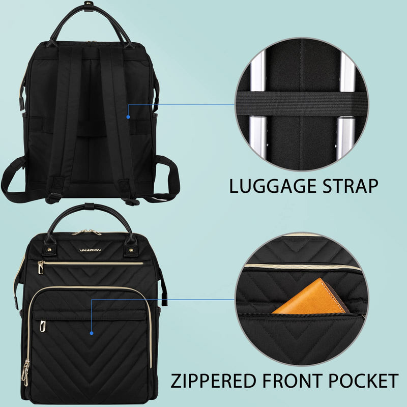 VANKEAN 17.3" Laptop Backpack - Waterproof, USB Port & RFID Blocking, Business & Travel (Black)