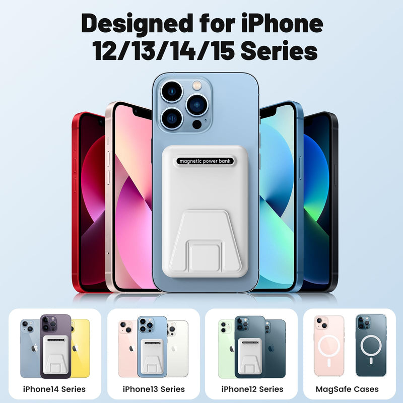 YAGOPAL 10,000mAh Power Bank - PD 22.5W Fast Charging, Wireless Charger with Foldable Stand & LED Display for iPhone 16/15/14/13/12