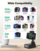 Bluetooth Speaker with Wireless Charger & Phone Stand - Foldable Stand, Alarm Clock, Birthday Gift for Men & Women