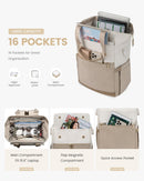 LOVEVOOK 15.6" Laptop Backpack for Women - Waterproof, USB Port, Daypack for Work & Travel (Beige/Khaki)