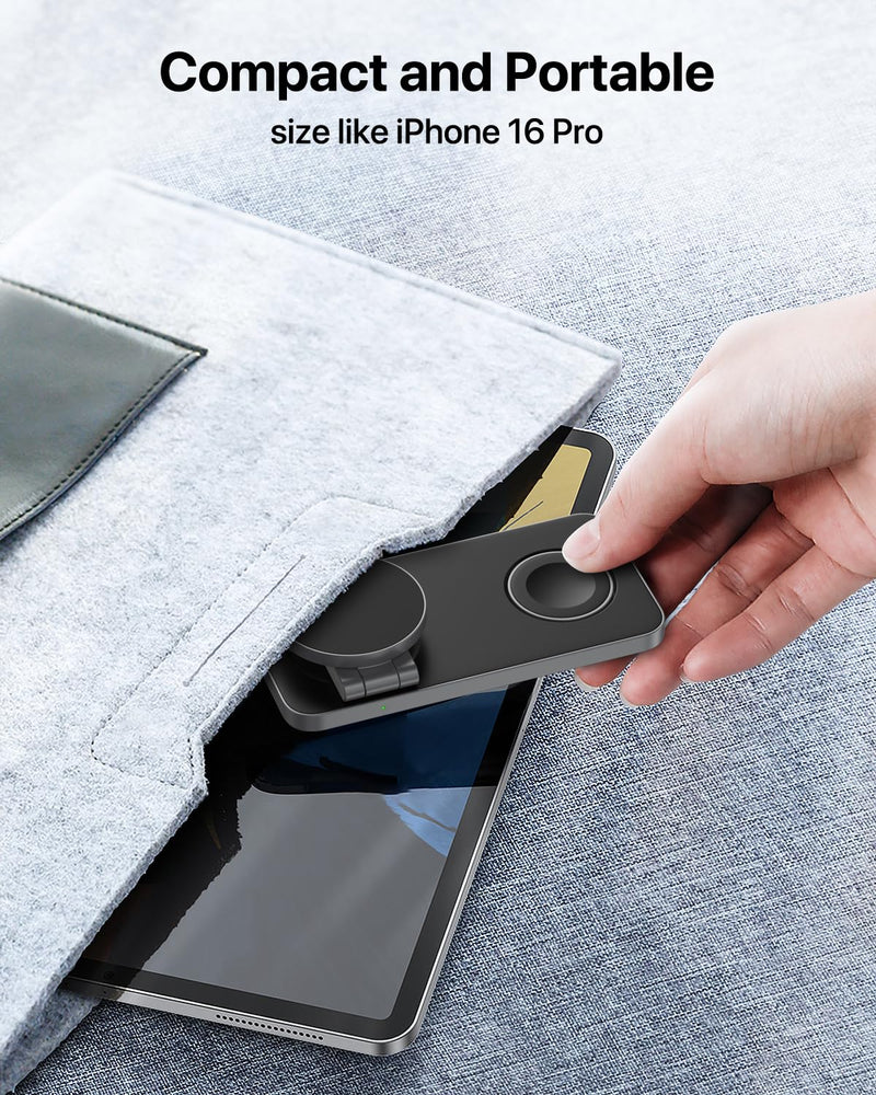 Keepro 3-in-1 Wireless Charging Station - Magnetic Fast Charger for iPhone, Apple Watch & AirPods (Black)