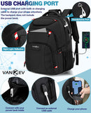 VANKEV 50L Travel Backpack - Anti-Theft, TSA Approved, 17" Laptop Bag with USB Port (Black)