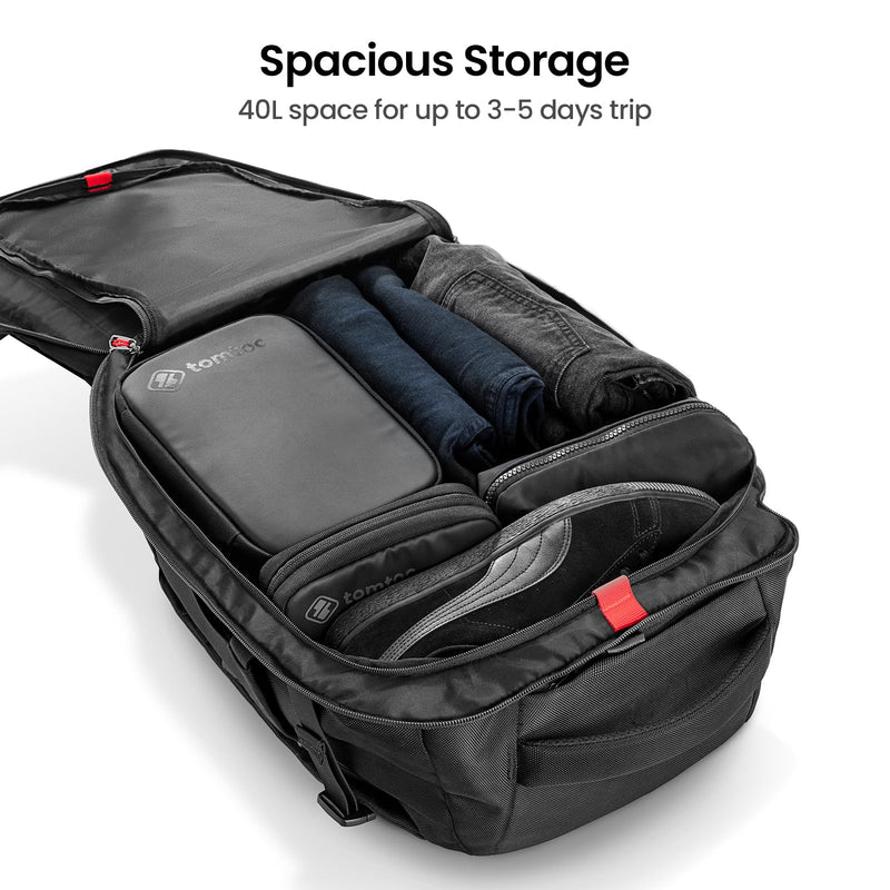 tomtoc 40L Travel Backpack - TSA Friendly, Water-Resistant, Fits 17.3" Laptop, Business & Weekender Bag