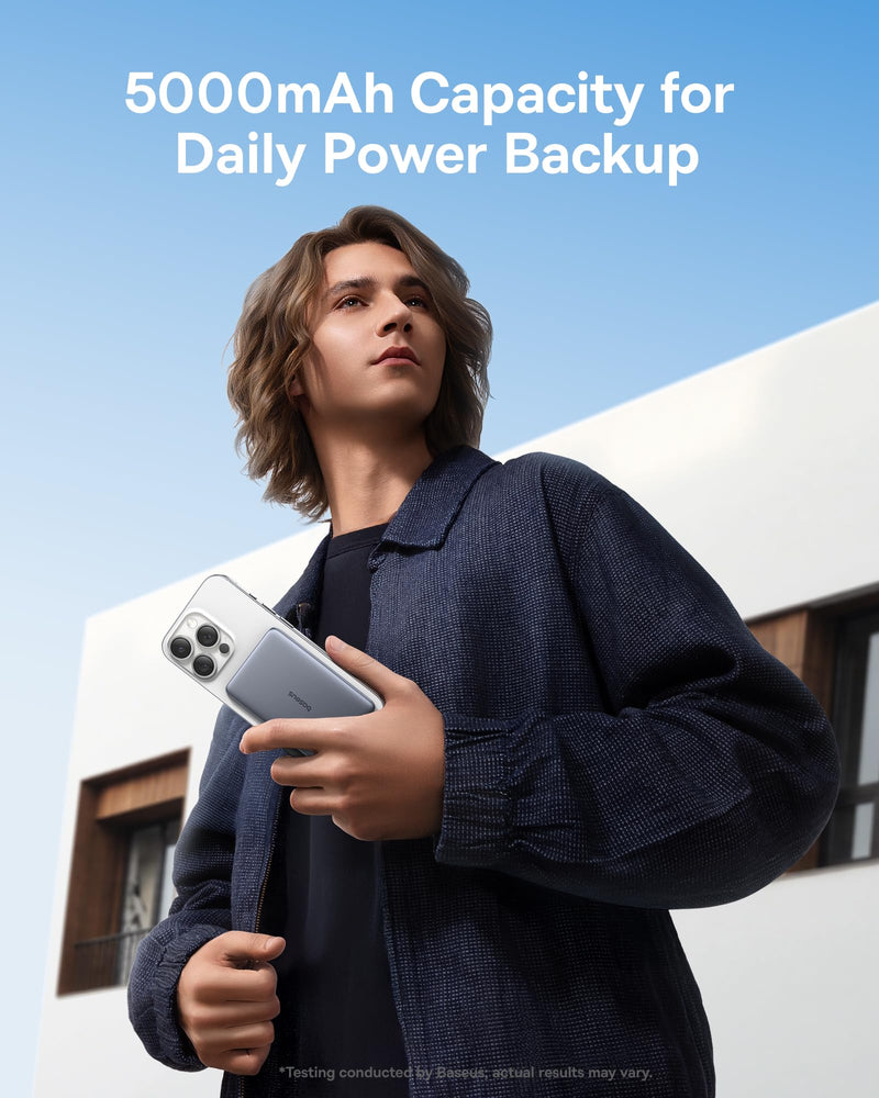 Baseus Picogo AM41 5000mAh MagSafe Power Bank - Ultra Slim, PD 20W Fast Charging for iPhone 17/16/15/14/13 (Space Grey)