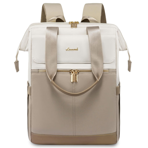 LOVEVOOK 15.6" Laptop Backpack for Women - Waterproof, USB Port, Daypack for Work & Travel (Beige/Khaki)