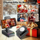 Hupoaf Phone Stand with Bluetooth Speaker - Auto Sensing Playback, Foldable Wireless Charger, Birthday Gift for Men