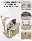 LOVEVOOK 15.6" Laptop Backpack for Women - Waterproof, USB Port, Anti-Theft Rucksack (Khaki)